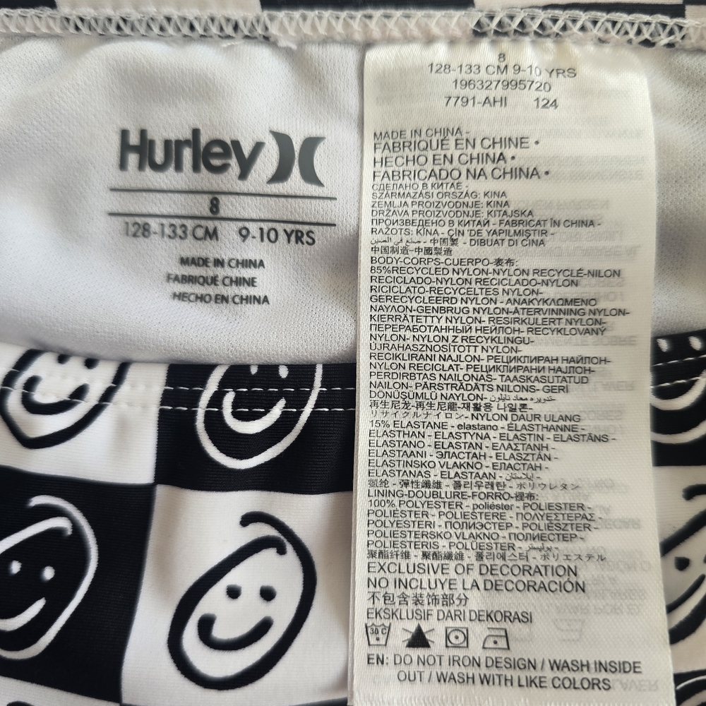 Hurley Black & White 2-Piece Girl's Bathing Suit - Picture 4 of 4